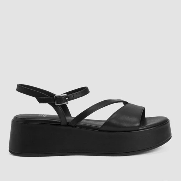 Eileen Fisher Dae Leather Wedge Sandal 8 Used - Picture 4 of 9